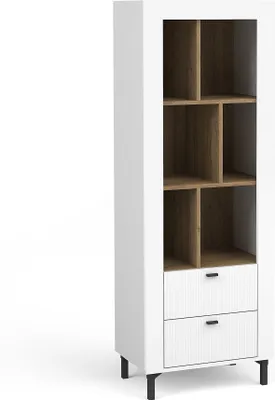 Produktbild von Regal Mossa Mo4 Bücherregal 60X194X40 Cm Mit 2 Schubladen Weiß