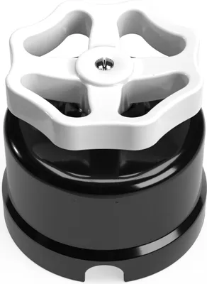 Image de Creative-Cables Interrupteur à double voie en porcelaine avec bouton – (Noir avec bouton blanc, Ø 66,5 mm) – Tension 250 V, intensité 16 A –  CE