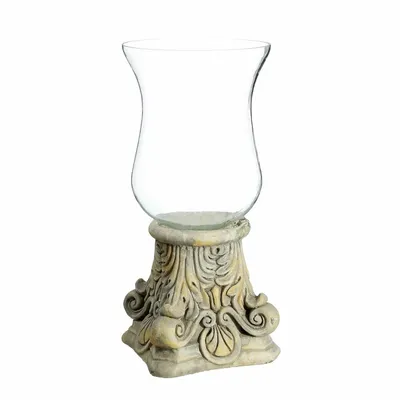 Produktbild von BigBuy Home Teelichthalter 19,5 x 19,5 x 42 cm Zementglas Creme