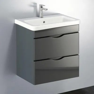 Image de Meuble sous vasque pour salle de bain, 60 cm, avec 2 tiroirs