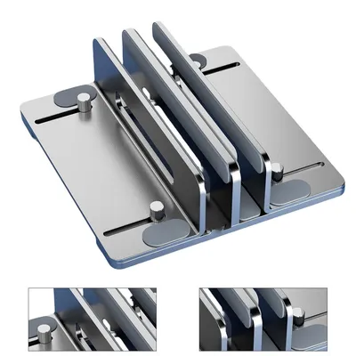 Produktbild von Vertikaler Laptop-Ständer, doppelt verstellbar, 3 Fächer, vertikaler MacBook-Ständer, Laptop-Halter, kompatibel mit Allen MacBooks, Surface