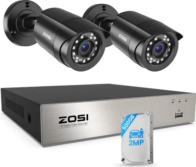 Produktbild von ZOSI 1080P Überwachungskamera Set 8CH 500GB DVR und 2 Außen 1080P Verkabelt Video Sicherheitskameras, Personen- und Fahrzeugerkennung, Wasserdicht