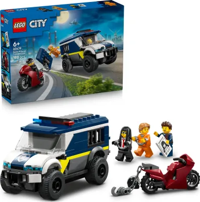 Produktbild von LEGO City Gefangenentransporter - Spielzeug LKW Bauset mit Motorrad, 3 Minifiguren und abnehmbarer Gefängnistür - Geburtstagsgeschenk für Jungen ab 6 Jahren - 60479