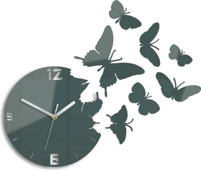 Produktbild von ModernClock, wanduhr, Schmetterling Wanduhr, Uhr, grau, 60cm x 45cm, DIY