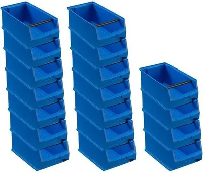 Produktbild von SuperSparSet 18x Blaue Sichtlagerbox 4.1 mit Griffstange | HxBxT 15x20x35cm | 7,2 Liter | Sichtlagerbehälter, Sichtlagerkasten, Sichtlagerkastensortiment, Sortierbehälter
