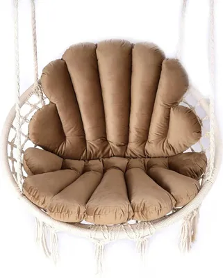 Produktbild von Love Gifts® Hängesessel Kissen in Muschelform 2 Stück + 1 kleines Kissen in Herzform, passend auch für einen Hängekorb, Farbe Braun