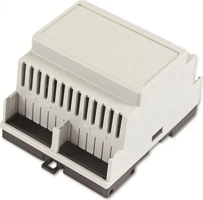 Produktbild von HAMMOND Hutschienen-Gehäuse,1597DIN4GY, PPE / Polycarbonate, lichtgrau, IP20, 90x70x58 mm