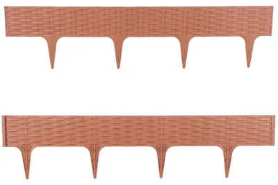 Image de Palisade de jardin - Bordure de pelouse et de parterre - 390 cm de longueur - 5 éléments - À enfoncer dans le sol - Terre cuite