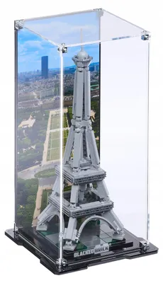 Produktbild von Blacked Brick Vitrine mit bedruckter Rückwand für LEGO® 21019 Architecture – Eiffelturm