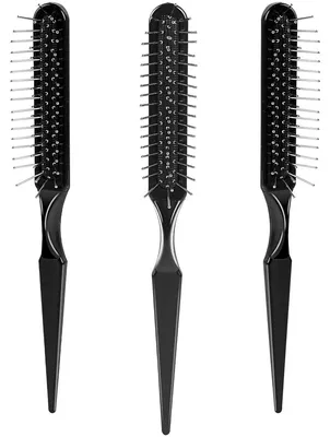 Produktbild von Perücken Bürste Stylingbürste Perückenkamm - 3 Reihen - 3 Stück - Schwarz - 21 cm lang - Für Reisen