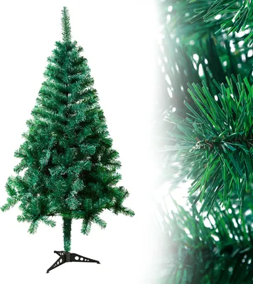 Productafbeelding van UISEBRT Kunstkerstboom, 120 cm, kerstboom, kunstboom, decoratieboom met voet, kerstdecoratie, groen, PVC