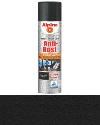 Produktbild von Alpina Metallschutzlack Anti-Rost Hammerschlag Schwarz 400 ml Sprühdose matt