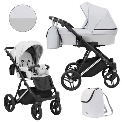 Produktbild von Kinderwagen Kunert Lazzio Premium 2in1 - Silberner Rahmen - Farbe: Aschgrau Eco