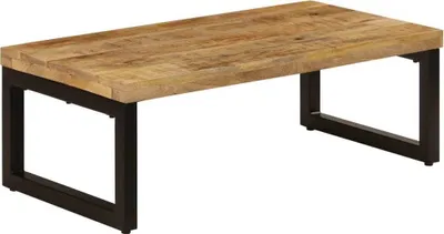 Produktbild von Hommie Couchtisch 110 x 50 x 35 cm Mango-Massivholz und Stahl, Beistelltisch, Kaffeetisch, Sofatisch,Wohnzimmertisch