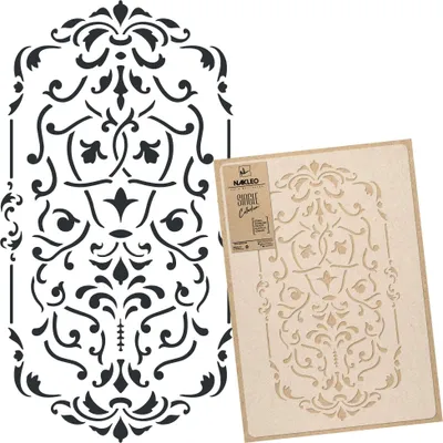 Produktbild von Große Malschablonen L 59x95 cm, Klassisch Barock Ornament Muster, Wiederverwendbare Kunststoff Wandschablone