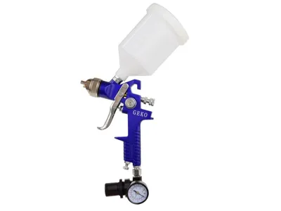 Obrázek produktu pro GEKO Stříkací pistole HVLP s manometrem, nádobkou 0,6l a tryskou 1,4mm G01182