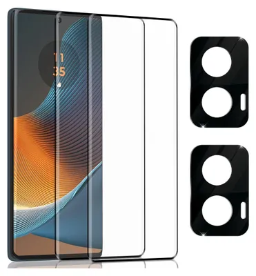 Produktbild von 2-Pack Motorola Edge 50 Fusion Displayschutzfolie & 2-Pack Kameraschutz - Gehärtetes Glas 9H - Super Qualität 3D