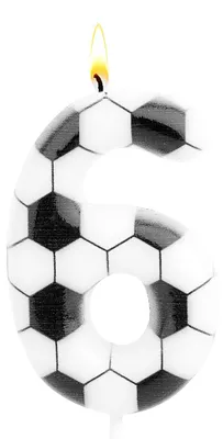 Fußball-Zahlenkerze Nummer 6, 11 cm, für Kuchen