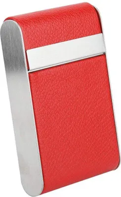 Produktbild von Schlanker 20 Zigarettenkoffer aus Leder - Rostfreier Zigarettenhalter für Frauen (rot)