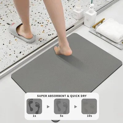 Productafbeelding van Famanu Antislip Badmat van rubber - Lichtgrijs, 40 x 60 cm