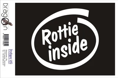 Produktbild von Aufkleber / Autoaufkleber - JDM / Die cut / Auto / OEM - Rottie inside - 120x110 mm gelb - Heckscheibe / Heckscheibenaufkleber