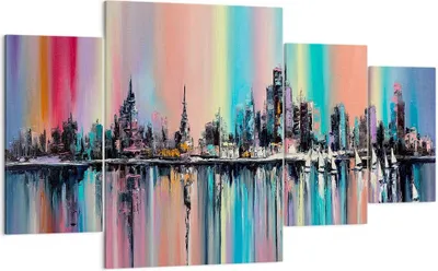 Produktbild von Bild auf Leinwand - Leinwandbild - Stadt Aussicht Wasser - 160x90cm - Wand Bild - Wanddeko - Leinwanddruck - Bilder - Kunstdruck - Wanddekoration - Leinwand bilder - Wandkunst - DL160x90-3439