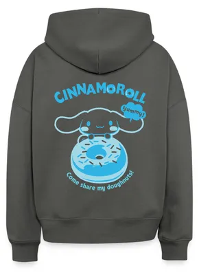 Produktbild von Spreadshirt Cinnamoroll Mit Donut Yummy Doughnuts Frauen Boxy Organic Hoodie, S, Anthrazit