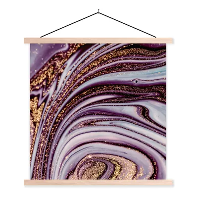 Produktbild von MuchoWow® Textilposter Marmor - Rosa - Gold - Glitter - Marmoroptik - Luxus 120x120 cm mit holzfarbenen Rahmen - Textil-Poster