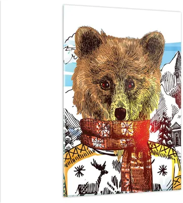 Produktbild von Bilder auf glas - Einteilig - Bär Berge Kinder Winter - 80x120cm - Glasbilder - Wandbilder - Bilder - zum Aufhängen bereit - Wanddekoration aus Glas - Glas Bilder - Wandbild auf Glas - GPA80x120-3205