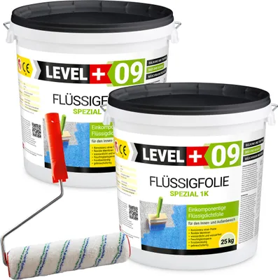Produktbild von Flüssigfolie 50kg Dichtfolie Dusche Bad Balkon Wassersperre+ Farbroller 25cm RM09