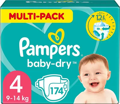 Produktbild von Pampers Active Baby-Dry 81657827, Junge/Mädchen, Windel mit Klebeband, 9 kg, 14 kg, Mehrfarbig, Velcro