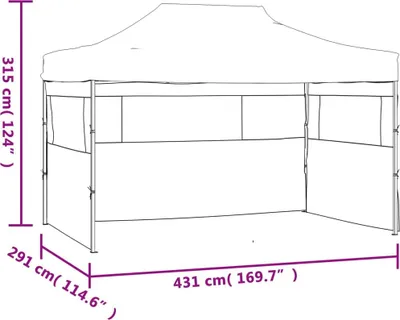 Produktbild von vidaXL Faltzelt mit 3 Seitenteilen 3x4,5 m Creme