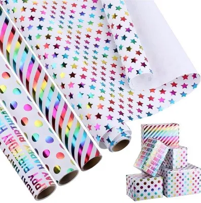 Produktbild von Geschenkpapier Set 4 Rollen - Bunte Designs für Feiern