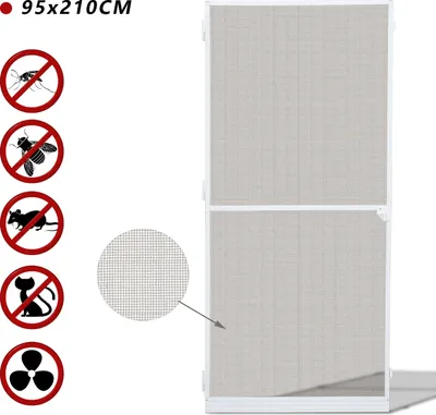Produktbild von VINGO Fliegengitter tuer - 95x210CM  fliegengitter Gitter insektenschutz tuer Wasserdicht Alu-Rahmen fliegengitter fiberglas Fuer  Fenster Balkone Wohnzimmer