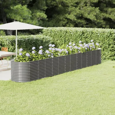 Produktbild von vidaXL Hochbeet Pulverbeschichteter Stahl 512x80x68 cm Grau