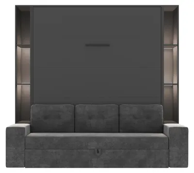 Immagine prodotto di SMARTBett SET Letto a scomparsa M3 160x200 (profondità 55cm) verticale incl. divano antracite + 2 mensole LED STA.2.0021 Antracite