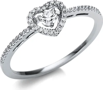 Produktbild von Ring Herz aus 750 Gold Weißgold 43 Brillanten 0,23ct TW-SI B:6,5mm Innenumfang 54mm  Ø17.2mm