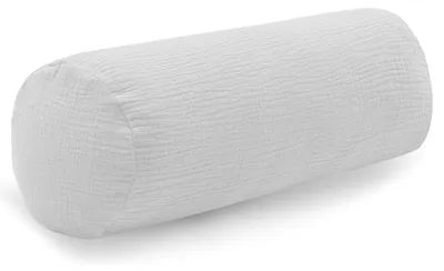 Produktbild von PinkZebra Nackenrolle Bezug aus Musselin ca. 15 x 40 cm, Nackenrollenbezug mit Reißverschluss, Nackenrollenüberzug, Hülle für Nackenrollen, Nackenrollenhülle, Hellgrau