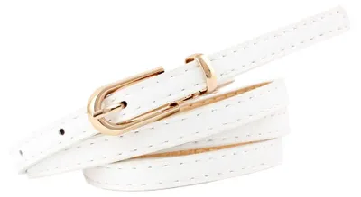 Image de Ceinture pour femmes Nureinss, en similicuir, idéale pour les jeans et les robes, largeur de 1 cm, couleur blanche
