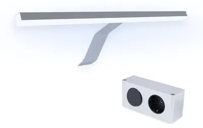 Produktbild von kalb | LED Aufbau Spiegelleuchte Lancea 34cm Steckdose & Schalter silbergrau
