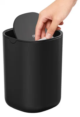 Produktbild von Mini-Tischmülleimer mit Schwingdeckel 0.4 Gallonen Schwarz für Home Office & Schminkbereich