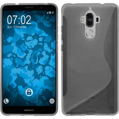 Produktbild von PhoneNatic Case kompatibel mit Huawei Mate 9 - grau Silikon Hülle S-Style + 2 Schutzfolien