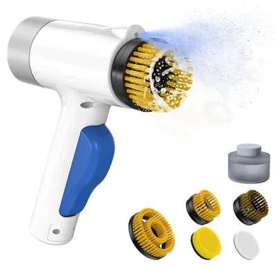 Elektrischer Spin Scrubber, tragbar, weiß, mit Seifenspender