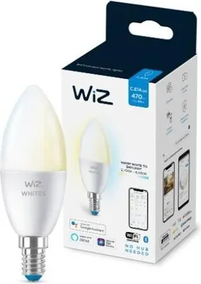 Produktbild von WiZ Smart LED Kerze 4,9W = 40W E14 matt 470lm CCT 2700K-6500K dimmbar App Google Alexa WiFi