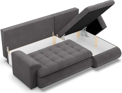 Produktbild von Rechts Ecksofa mit Schlaffunktion FORESTA, Sofa mit bettkasten 230x159cm, Cord, Dunkelgrau