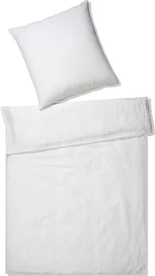 Produktbild von elegante Halbleinen-Bettwäsche-Garnitur Breeze Farbe weiß Größe 200x200+2x80x80cm