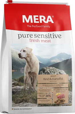 Produktbild von MERA pure sensitive, Adult, jede Rasse, Rind, Kartoffel, 12,5 kg, Gluten-frei