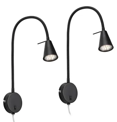 Obrázek produktu pro Briloner TUSA, sada 2 kusů LED lampiček, otočné, teplé bílé světlo, spínač, černá barva, rozměry 45 x 8 x 20,5 cm