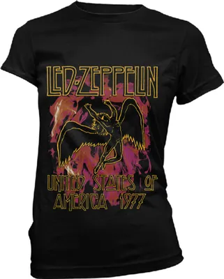 Produktbild von Led Zeppelin - Schwarze Flammen Damen großes T-Shirt - Schwarz