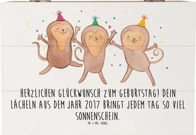 Produktbild von Mr. & Mrs. Panda Holzbox 2017 Geburtstag Lächeln 22 x 15 cm - Weiß - Geschenk, Geburtstagsfeier, Happy Birthday, Alter, Geburtsjahr, Holztruhe, geschenkbox mit deckel